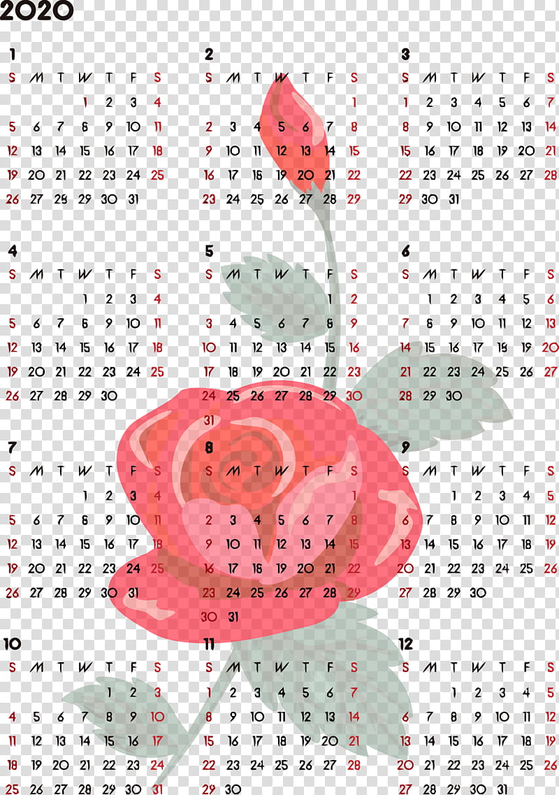 2020 yearly calendar Printable 2020 Yearly Calendar Year 2020 Calendar, Text transparent background PNG clipart