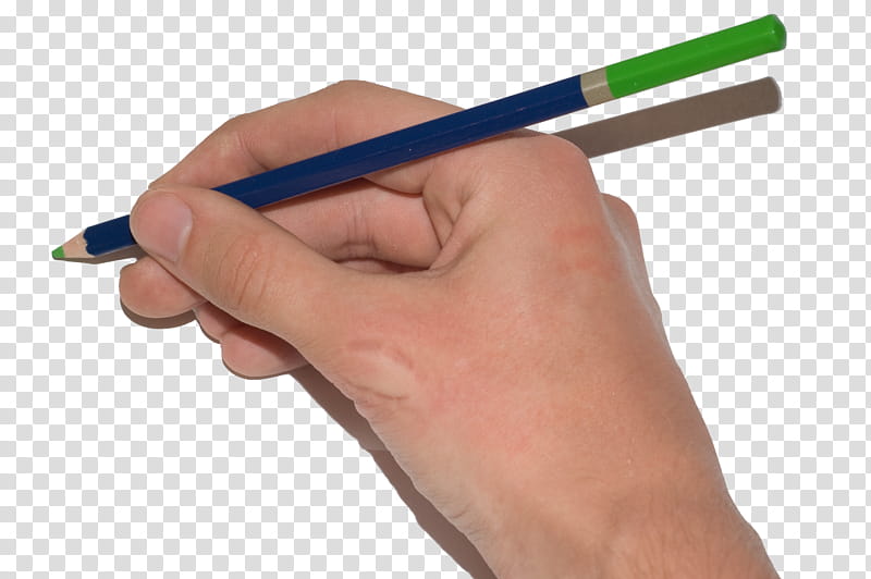 hand with pencil, person using blue pencil transparent background PNG clipart