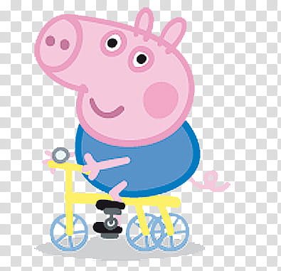 George Pig riding a bicycle transparent background PNG clipart