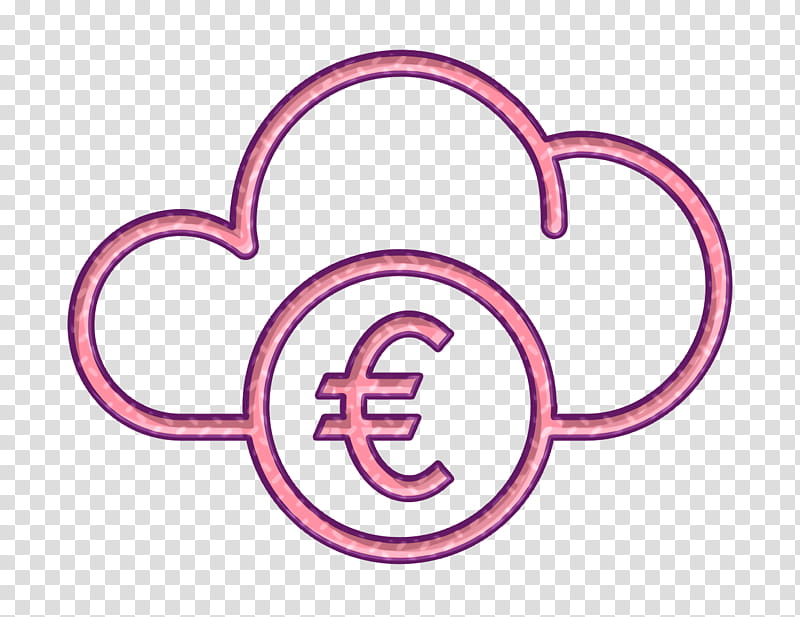 cloud icon currency icon data icon, Euro Icon, Financial Icon, Money Icon, Storage Icon, Pink, Text, Heart transparent background PNG clipart