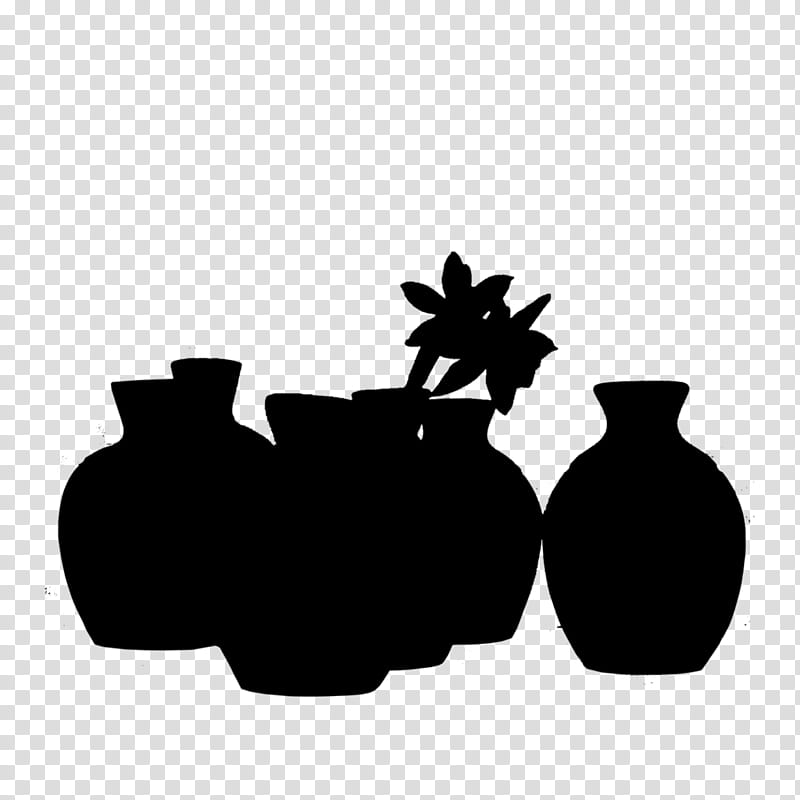 Leaf Silhouette, Black M, Blackandwhite, Still Life , Plant, Vase transparent background PNG clipart