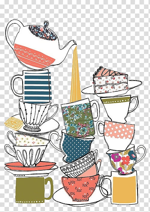 s, tea set and teacups drawing transparent background PNG clipart