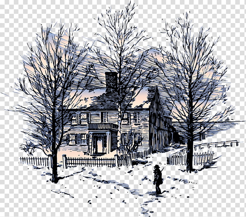 Winter House Drawing, Shirt, Winter
, Painting, Snow, Season, Tree, Home transparent background PNG clipart