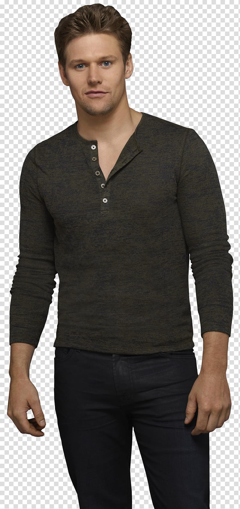 man wearing black Henley shirt transparent background PNG clipart