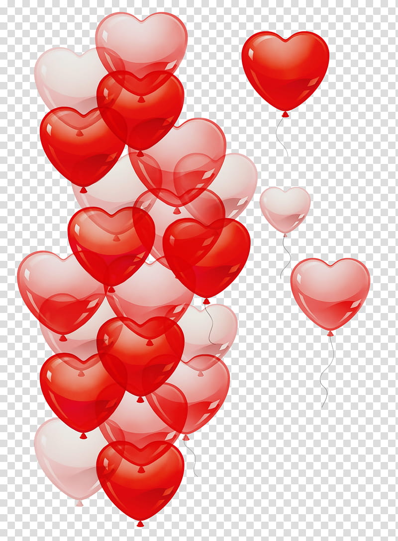 Valentine's day, Watercolor, Paint, Wet Ink, Heart, Balloon, Red, Love transparent background PNG clipart
