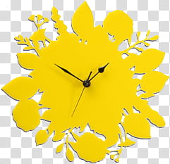 YELLOW, yellow floral analog clock graphic transparent background PNG clipart