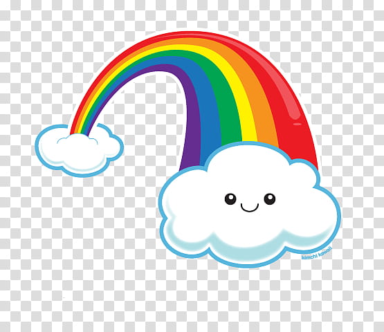 Kawaii, rainbow and clouds art work transparent background PNG clipart