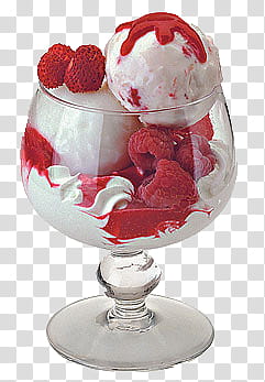 Ice Cream Milkshake, ice cream with strawberry in clear cup transparent background PNG clipart