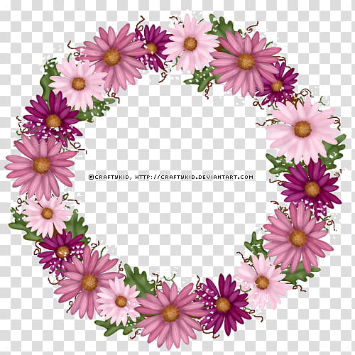 Pink Daisy Circle File, pink daisy wreath illustration transparent background PNG clipart