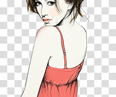 Munecas, woman wearing red spaghetti-strap top illustration transparent background PNG clipart