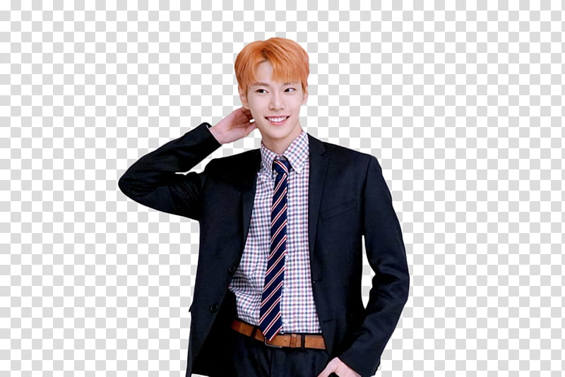 NCT U, man wearing black notched lapel suit jacket transparent background PNG clipart