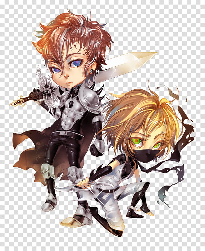 Ernya: may items, two swordsman characters transparent background PNG clipart