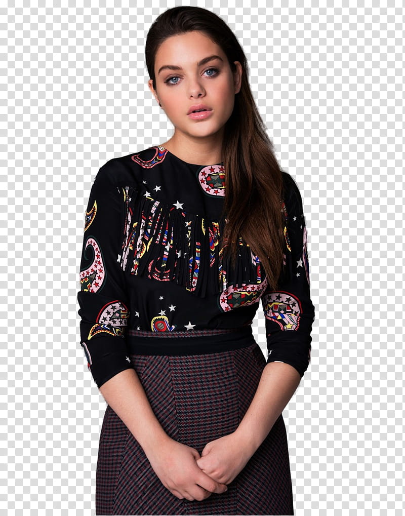 Odeya Rush, women's black long-sleeved top transparent background PNG clipart