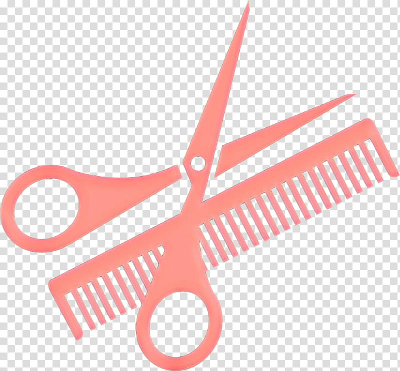 scissors pink line comb office instrument, Hair Accessory, Hair Shear, Office Supplies, Cutting Tool, Hair Care transparent background PNG clipart