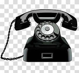 black corded telephone close-up transparent background PNG clipart