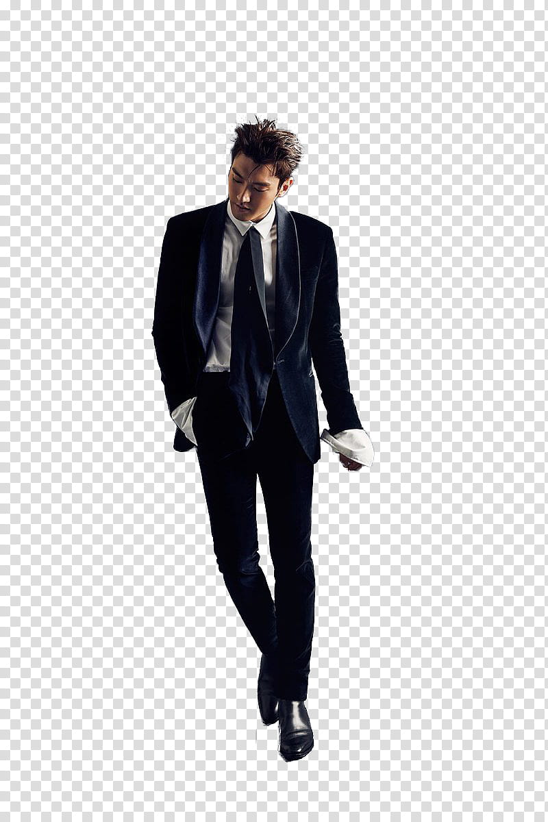 SUPER JUNIOR PLAY, man wearing black suit jacket and dress pants transparent background PNG clipart