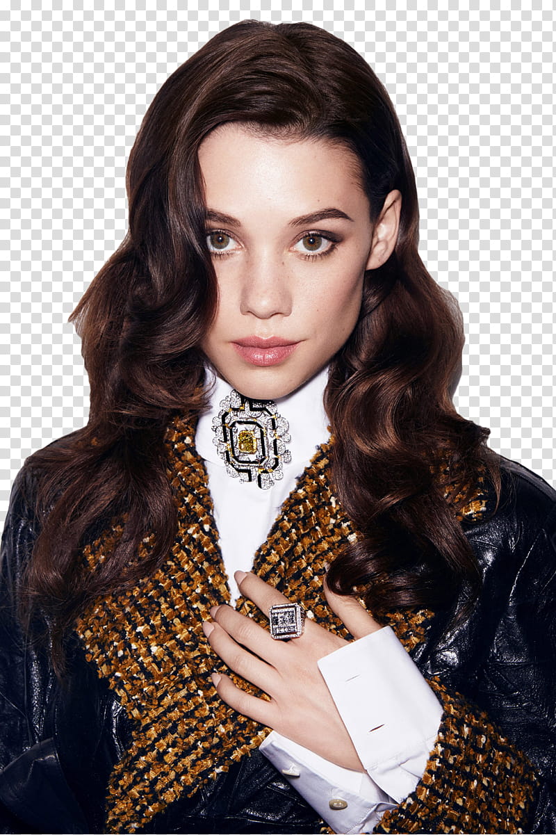Astrid Berges Frisbey, woman wearing gold and black top transparent background PNG clipart