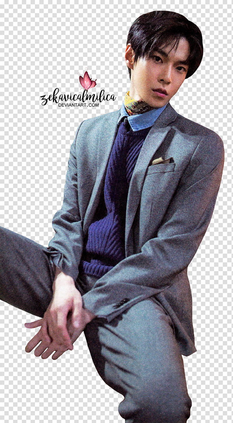 NCT Doyoung  Season Greetings, man in gray suit jacket transparent background PNG clipart