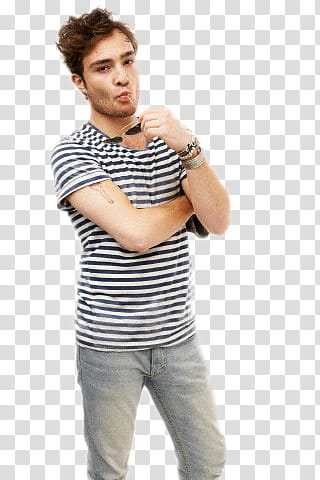Ed Westwick, of a man in striped t-shirt transparent background PNG clipart