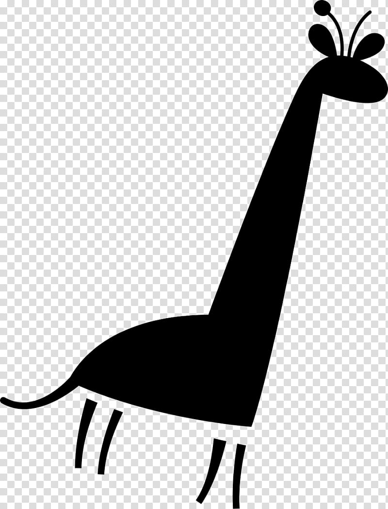 Giraffe, Beak, Black White M, Cartoon, Silhouette, Neck, Line, Tail transparent background PNG clipart