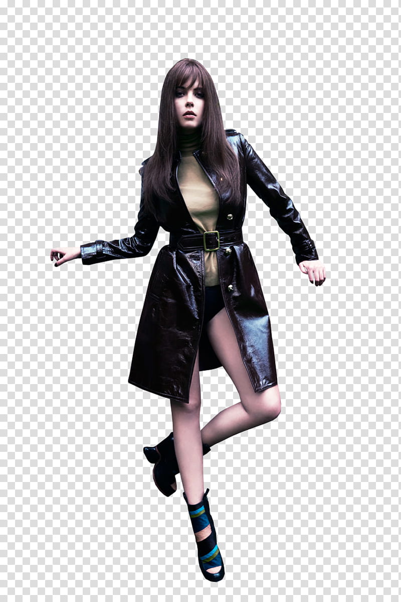 Ashley Benson, woman wearing black leather coat transparent background PNG clipart