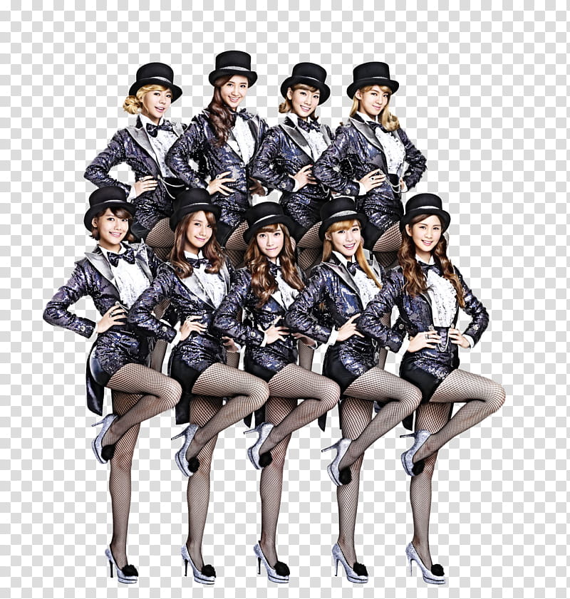 Girls Generation SNSD Render, two lines of women standing on one leg transparent background PNG clipart