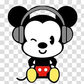 Mikey and Minnie, Mickey Mouse wearing headphones illustration transparent background PNG clipart