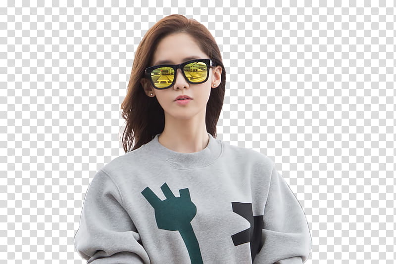 Yoona SNSD, woman wearing gray sweater and sunglasses transparent background PNG clipart