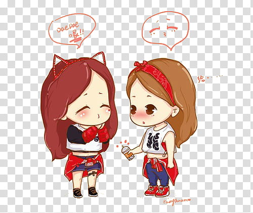 Cute TaeNy Fan Art, two girls standing illustration transparent background PNG clipart