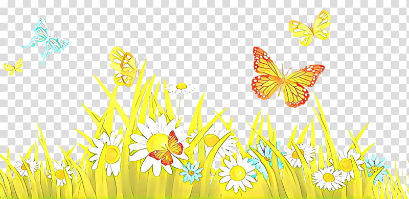 yellow butterfly moths and butterflies pollinator, Cartoon, Meadow, Wildflower, Plant, Insect transparent background PNG clipart