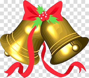 Navidad, two yellow bells illustration transparent background PNG clipart