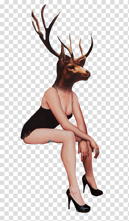 Monster, woman wearing deer mask illustration transparent background PNG clipart