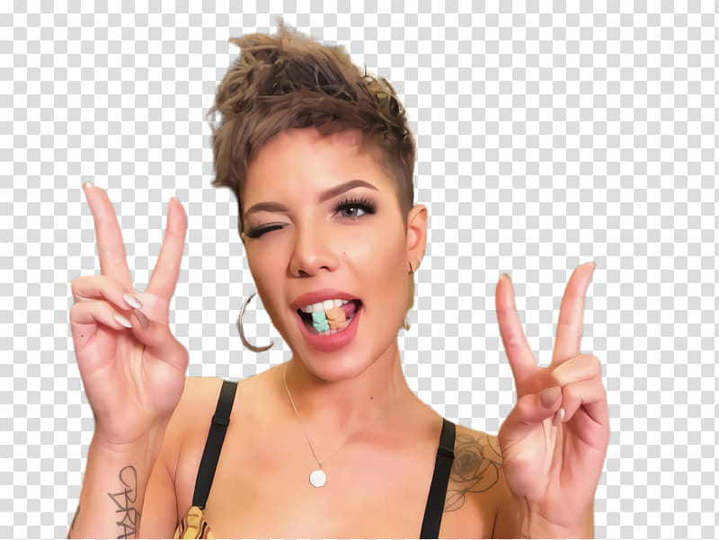 Cartoon Microphone, Halsey, Singer, Thumb, Face, Facial Expression, Skin, Gesture transparent background PNG clipart