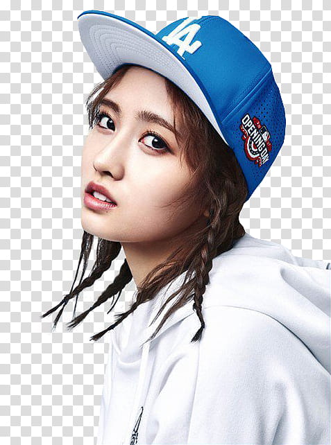 TWICE MLB  HQ, woman wearing white hoodie and blue fitted cap transparent background PNG clipart