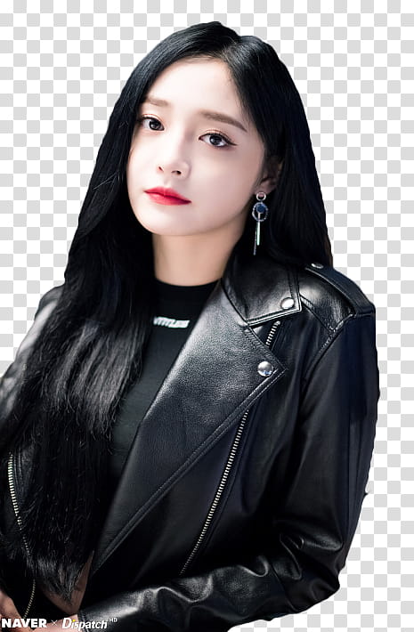 Kyulkyung Pristin Naver, woman wearing black leather motorcycle jacket transparent background PNG clipart