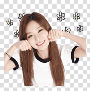 Red Velvet Kakao Talk Emoji PART  P, smiling woman putting both hands on face transparent background PNG clipart