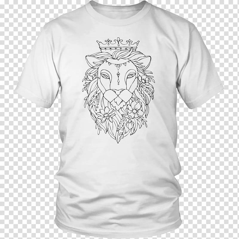 Lion Drawing, Tshirt, Sleeve, Clothing, Top, Mamasaurus Shirt, Unisex, Crew Neck transparent background PNG clipart