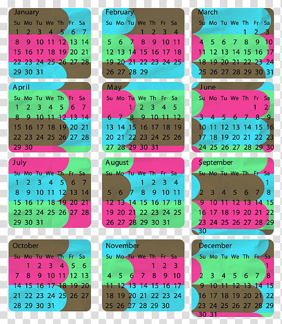 Cool Calendars , multicolored calendar transparent background PNG clipart