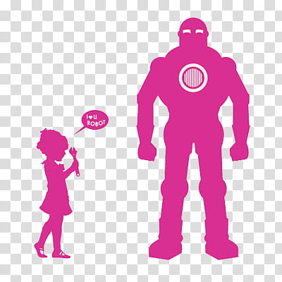 III, pink silhouette of toddler and robot transparent background PNG clipart