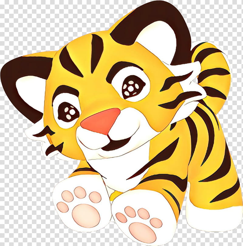 tiger cartoon yellow head snout transparent background PNG clipart