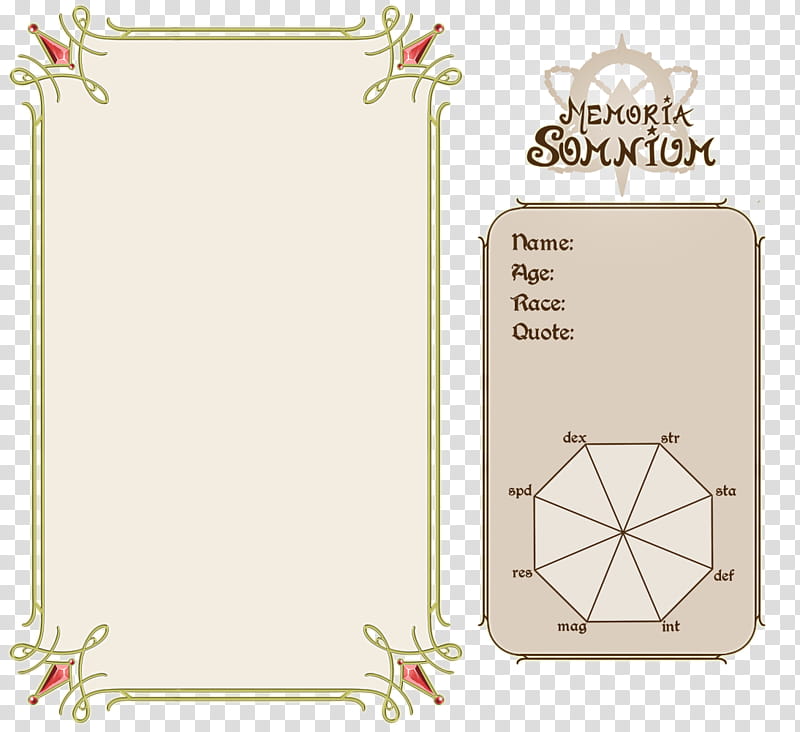 Memoria Somnium New Character Application Sheets transparent background PNG clipart