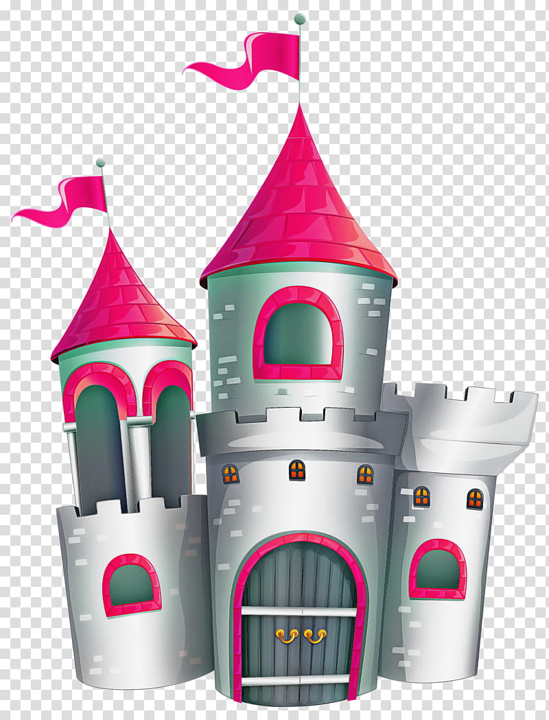 pink castle playset tower toy, Playhouse transparent background PNG clipart