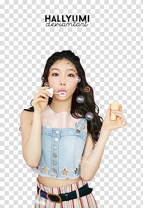 ChungHa, woman blowing bubbles transparent background PNG clipart