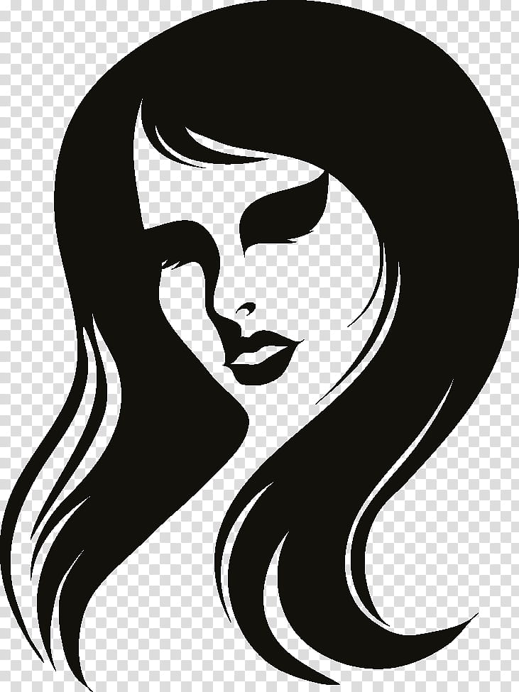 face hair head black-and-white eyebrow, Blackandwhite, Beauty, Black Hair, Long Hair, Lip transparent background PNG clipart