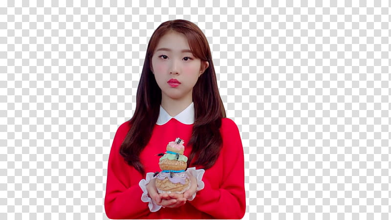 YEOJIN KISS LATER LOONA, woman wearing red long-sleeved shirt transparent background PNG clipart