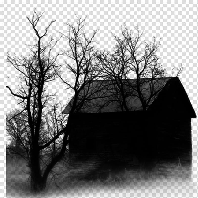 HALLOWEEN O, house and tree transparent background PNG clipart