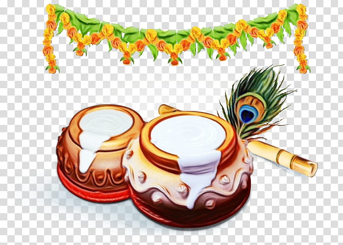 A Janmashtmi Theme cake with flute and matki on top – Creme Castle
