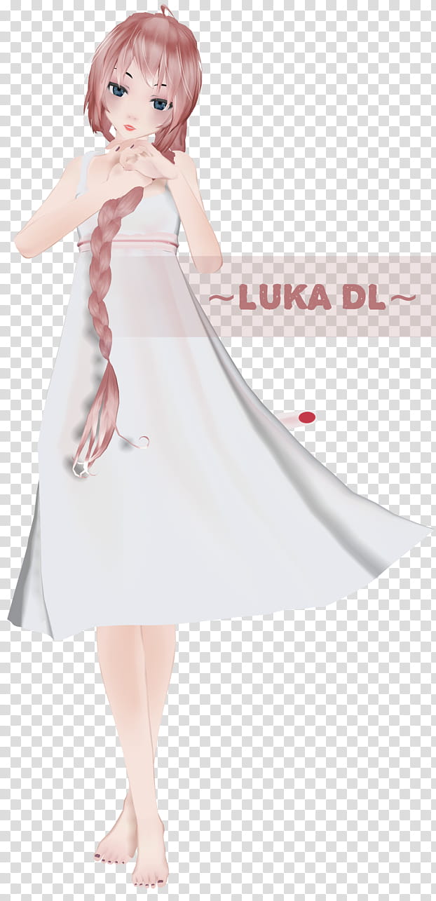~MMD~TDA Luka~DL~, female in white dress transparent background PNG clipart