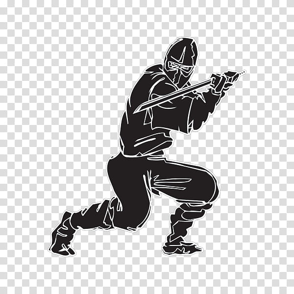 Ninja, Sticker, Decal, Black, Personal Protective Equipment, Baseball Equipment, Silhouette, Headgear transparent background PNG clipart