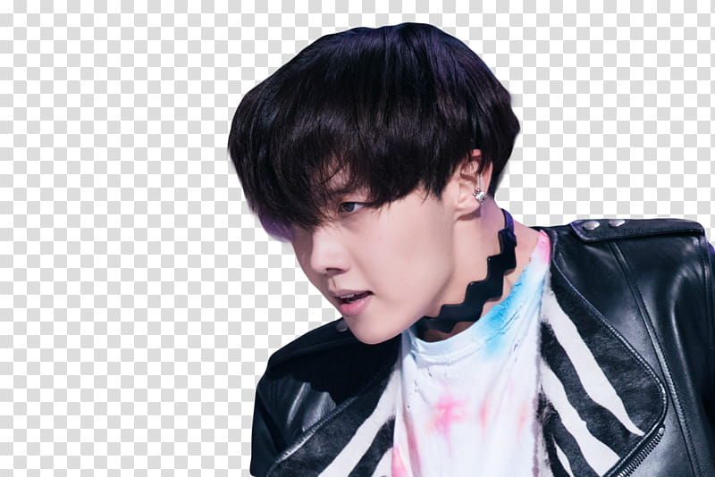 Hoseok BTS, man wearing black jacket transparent background PNG clipart